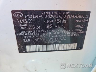 Zdjęcie 12 z 12 samochodu: 2020 HYUNDAI SONATA SE VIN:5NPEG4JA9LH057286 - miniatura