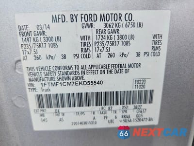 Zdjęcie 12 z 12 samochodu: 2014 FORD F150 VIN:1FTMF1CM7EKD55540 - miniatura
