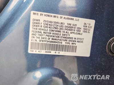 Zdjęcie 13 z 13 samochodu: 2019 HONDA PILOT EXL VIN:5FNYF5H58KB042516 - miniatura