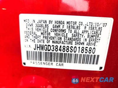 Zdjęcie 12 z 12 samochodu: 2008 HONDA FIT VIN:JHMGD38488S018580 - miniatura