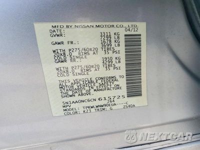 Zdjęcie 13 z 13 samochodu: 2012 NISSAN ARMADA SV VIN:5N1AA0NC6CN615725 - miniatura