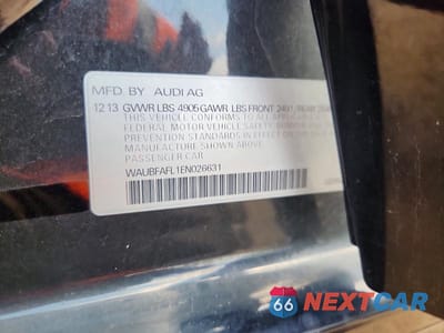 Zdjęcie 12 z 12 samochodu: 2014 AUDI A4 PREMIUM VIN:WAUBFAFL1EN026631 - miniatura