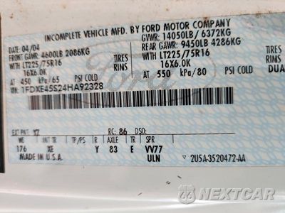 Zdjęcie 10 z 10 samochodu: 2004 FORD ECONOLINE E450 SUPER DUTY CUTAWAY VAN VIN:1FDXE45S24HA92328 - miniatura