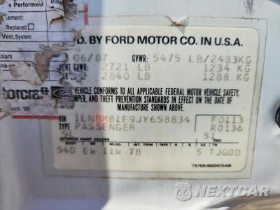 Zdjęcie 12 z 12 samochodu: 1988 LINCOLN TOWN CAR VIN:1LNBM81F9JY658834 - miniatura