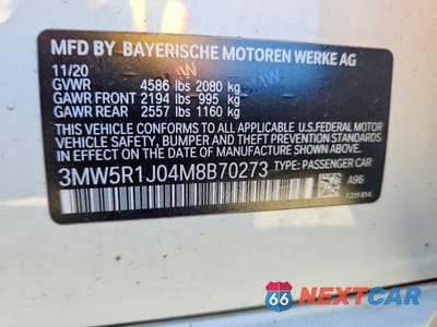 Zdjęcie 12 z 12 samochodu: 2021 BMW 330I VIN:3MW5R1J04M8B70273 - miniatura