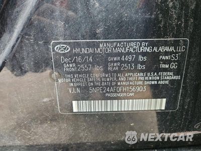Zdjęcie 12 z 12 samochodu: 2015 HYUNDAI SONATA SE VIN:5NPE24AF0FH156903 - miniatura