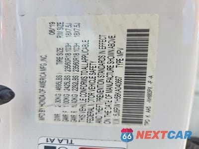 Zdjęcie 12 z 12 samochodu: 2019 HONDA CR-V EX VIN:5J6RW1H58KA040667 - miniatura