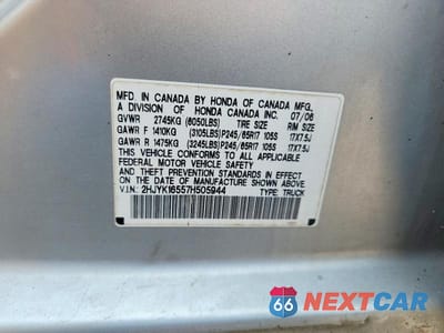 Zdjęcie 12 z 12 samochodu: 2007 HONDA RIDGELINE RTL VIN:2HJYK16557H505944 - miniatura