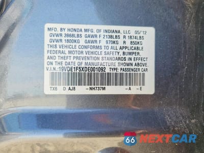 Zdjęcie 12 z 12 samochodu: 2013 ACURA ILX 20 PREMIUM VIN:19VDE1F5XDE001092 - miniatura