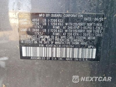 Zdjęcie 14 z 14 samochodu: 2020 SUBARU OUTBACK PREMIUM VIN:4S4BTACC4L3230764 - miniatura