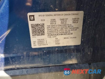 Zdjęcie 13 z 13 samochodu: 2019 CHEVROLET EQUINOX LT VIN:2GNAXUEV4K6214230 - miniatura