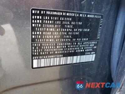 Zdjęcie 13 z 13 samochodu: 2022 VOLKSWAGEN TIGUAN S VIN:3VV1B7AX3NM075896 - miniatura