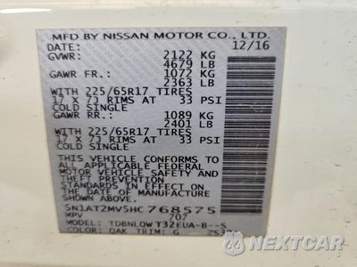 Zdjęcie 13 z 13 samochodu: 2017 NISSAN ROGUE SV VIN:5N1AT2MV5HC768575 - miniatura