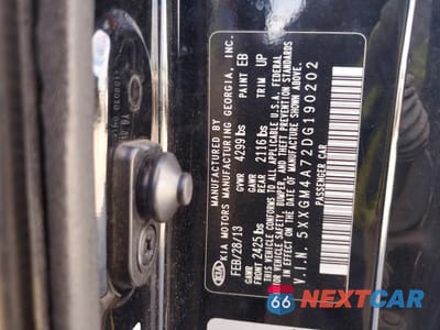 Zdjęcie 12 z 12 samochodu: 2013 KIA OPTIMA LX VIN:5XXGM4A72DG190202 - miniatura