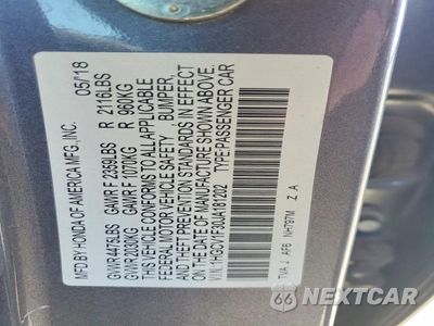 Zdjęcie 13 z 13 samochodu: 2018 HONDA ACCORD SPORT VIN:1HGCV1F30JA181202 - miniatura