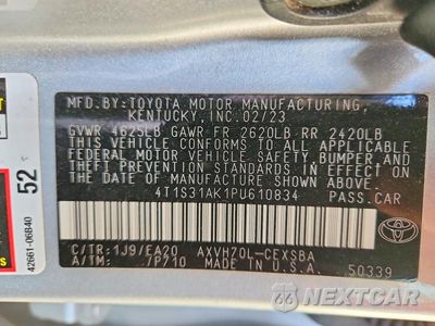 Zdjęcie 12 z 12 samochodu: 2023 TOYOTA CAMRY HYBRID SE VIN:4T1S31AK1PU610834 - miniatura