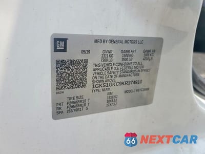 Zdjęcie 13 z 13 samochodu: 2019 GMC YUKON XL C1500 SLT VIN:1GKS1GKC9KR374910 - miniatura