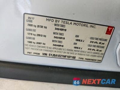 Zdjęcie 12 z 12 samochodu: 2017 TESLA MODEL S VIN:5YJSA1E27HF197168 - miniatura