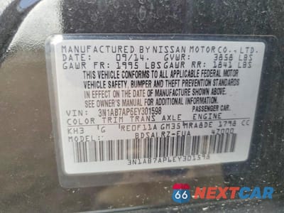 Zdjęcie 13 z 13 samochodu: 2014 NISSAN SENTRA SR VIN:3N1AB7AP6EY301598 - miniatura