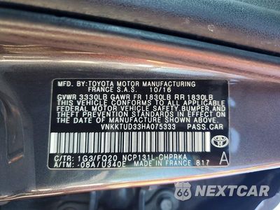 Zdjęcie 13 z 13 samochodu: 2017 TOYOTA YARIS 5-DOOR L FLEET VIN:VNKKTUD33HA075333 - miniatura