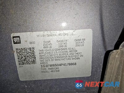 Zdjęcie 12 z 12 samochodu: 2023 CHEVROLET BOLT EV 1LT VIN:1G1FW6S04P4178868 - miniatura