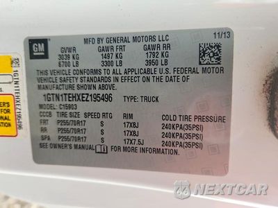 Zdjęcie 12 z 12 samochodu: 2014 GMC SIERRA C1500 VIN:1GTN1TEHXEZ195496 - miniatura