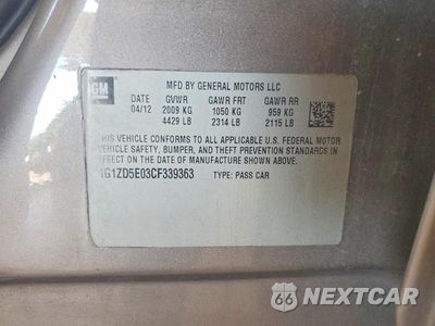Zdjęcie 12 z 12 samochodu: 2012 CHEVROLET MALIBU 2LT VIN:1G1ZD5E03CF339363 - miniatura