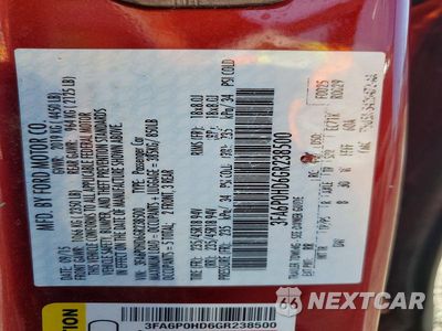 Zdjęcie 12 z 12 samochodu: 2016 FORD FUSION SE VIN:3FA6P0HD6GR238500 - miniatura
