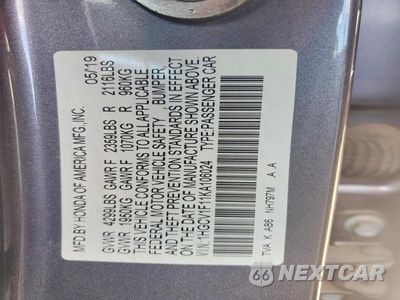 Zdjęcie 12 z 12 samochodu: 2019 HONDA ACCORD LX VIN:1HGCV1F11KA106024 - miniatura
