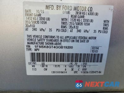 Zdjęcie 13 z 13 samochodu: 2016 FORD EXPLORER SPORT VIN:1FM5K8GT4GGB19200 - miniatura