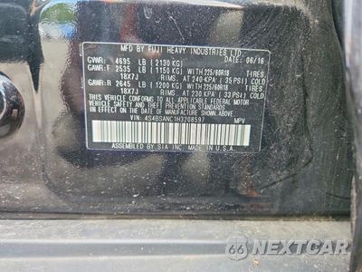 Zdjęcie 12 z 12 samochodu: 2017 SUBARU OUTBACK 2.5I LIMITED VIN:4S4BSANC1H3208597 - miniatura