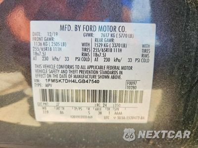 Zdjęcie 14 z 14 samochodu: 2020 FORD EXPLORER XLT VIN:1FMSK7DH4LGB47540 - miniatura