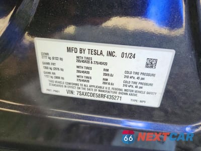 Zdjęcie 13 z 13 samochodu: 2024 TESLA MODEL X VIN:7SAXCDE58RF435271 - miniatura