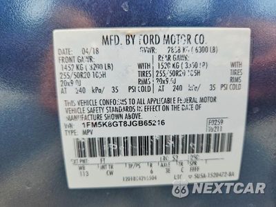 Zdjęcie 14 z 14 samochodu: 2018 FORD EXPLORER SPORT VIN:1FM5K8GT8JGB65216 - miniatura