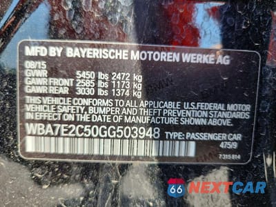 Zdjęcie 12 z 12 samochodu: 2016 BMW 740 I VIN:WBA7E2C50GG503948 - miniatura