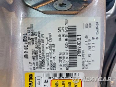Zdjęcie 12 z 12 samochodu: 2017 FORD FUSION SE VIN:3FA6P0H75HR316678 - miniatura