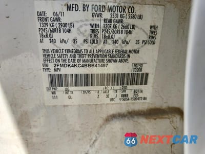 Zdjęcie 12 z 12 samochodu: 2011 FORD EDGE LIMITED VIN:2FMDK4KC4BBB41497 - miniatura