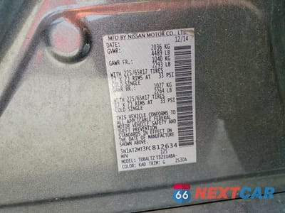 Zdjęcie 13 z 13 samochodu: 2015 NISSAN ROGUE SV VIN:5N1AT2MT3FC812634 - miniatura