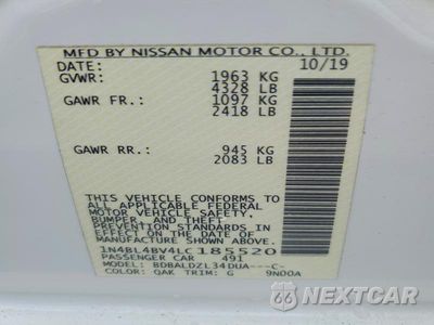 Zdjęcie 13 z 13 samochodu: 2020 NISSAN ALTIMA S VIN:1N4BL4BV4LC185520 - miniatura