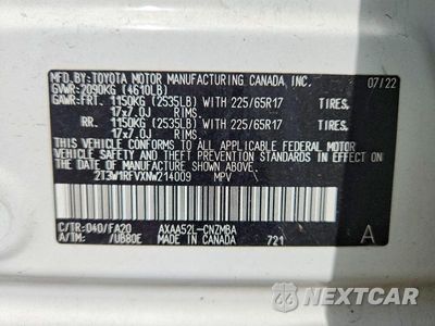 Zdjęcie 14 z 14 samochodu: 2022 TOYOTA RAV4 XLE VIN:2T3W1RFVXNW214009 - miniatura