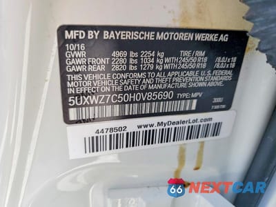 Zdjęcie 13 z 13 samochodu: 2017 BMW X3 SDRIVE28I VIN:5UXWZ7C50H0V85690 - miniatura