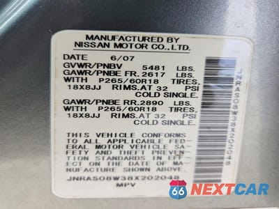 Zdjęcie 13 z 13 samochodu: 2008 INFINITI FX35 BASE VIN:JNRAS08W38X202048 - miniatura