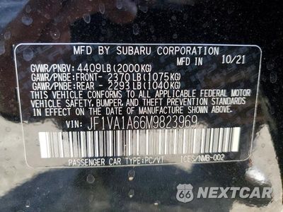 Zdjęcie 13 z 13 samochodu: 2021 SUBARU WRX VIN:JF1VA1A66M9823969 - miniatura