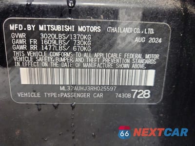 Zdjęcie 12 z 12 samochodu: 2024 MITSUBISHI MIRAGE ES VIN:ML32AUHJ3RH025597 - miniatura