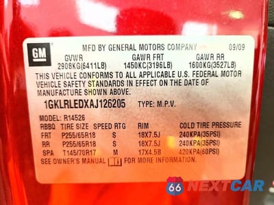 Zdjęcie 13 z 13 samochodu: 2010 GMC ACADIA SLE VIN:1GKLRLEDXAJ126205 - miniatura