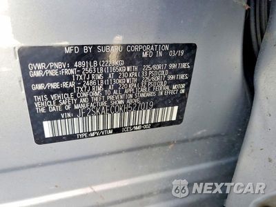 Zdjęcie 14 z 14 samochodu: 2019 SUBARU FORESTER PREMIUM VIN:JF2SKAEC0KH527019 - miniatura