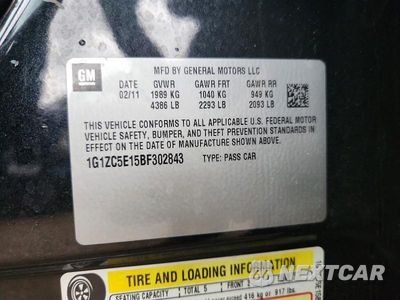 Zdjęcie 12 z 12 samochodu: 2011 CHEVROLET MALIBU 1LT VIN:1G1ZC5E15BF302843 - miniatura