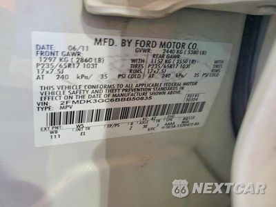 Zdjęcie 13 z 13 samochodu: 2011 FORD EDGE SE VIN:2FMDK3GC6BBB50835 - miniatura