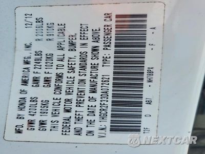 Zdjęcie 12 z 12 samochodu: 2013 HONDA ACCORD LX VIN:1HGCR2F33DA072621 - miniatura