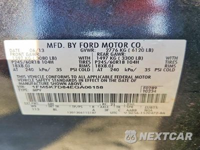 Zdjęcie 13 z 13 samochodu: 2014 FORD EXPLORER XLT VIN:1FM5K7D84EGA06158 - miniatura